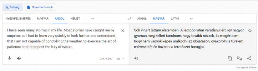 Angol-magyar fordítás Google Fordító segítségével