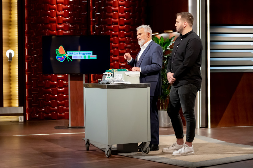 Zsolnai Péter és Zsolnai István a Cápák között című üzleti showműsorban Fotó: Sallak Dóra/RTL