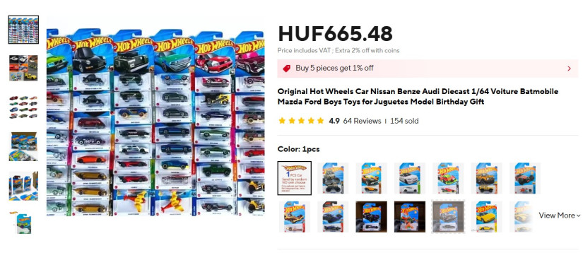 Aliexpress - Hot Wheels akció