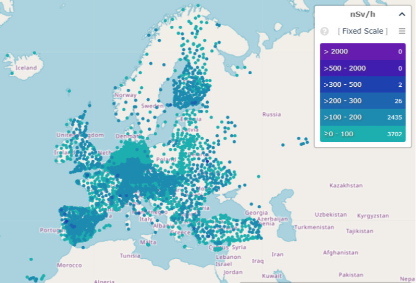 Háttérsugárzás Európában (forrás: REMon)