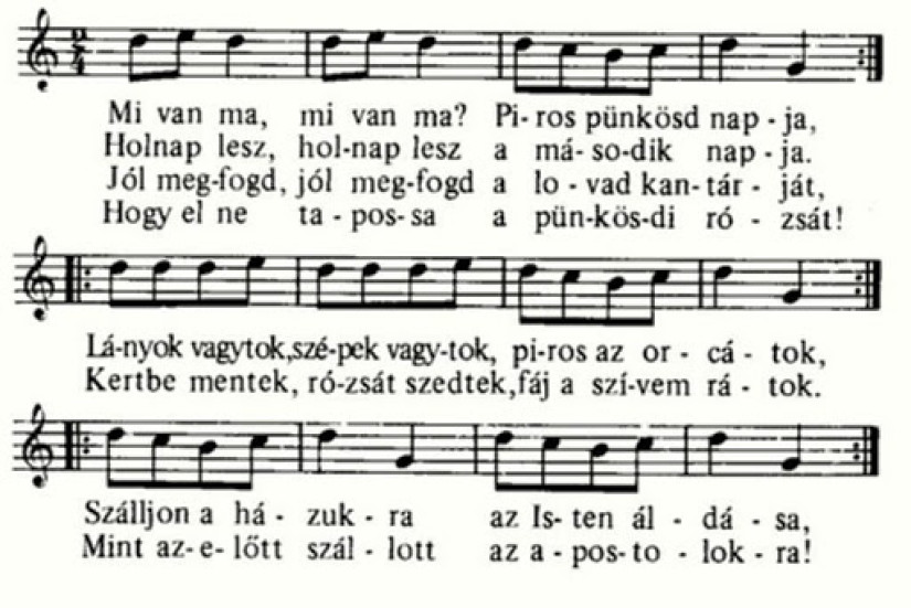 Mi van ma, mi van ma, piros pünkösd napja - Kotta, Forrás: Hagyományok Háza