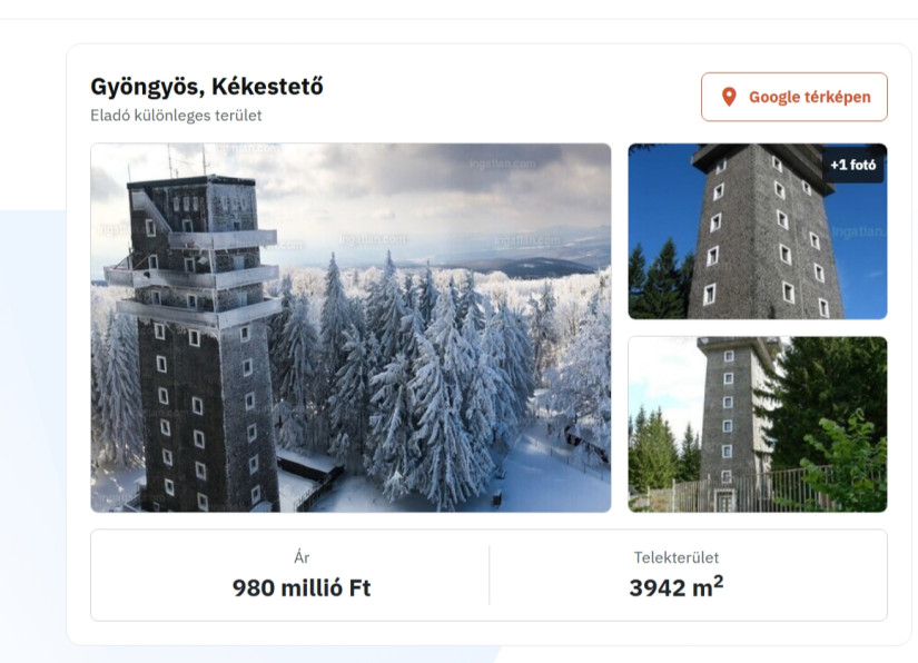 Eladó torony a Mátrában, a Kékestetőn (Ingatlan.com)