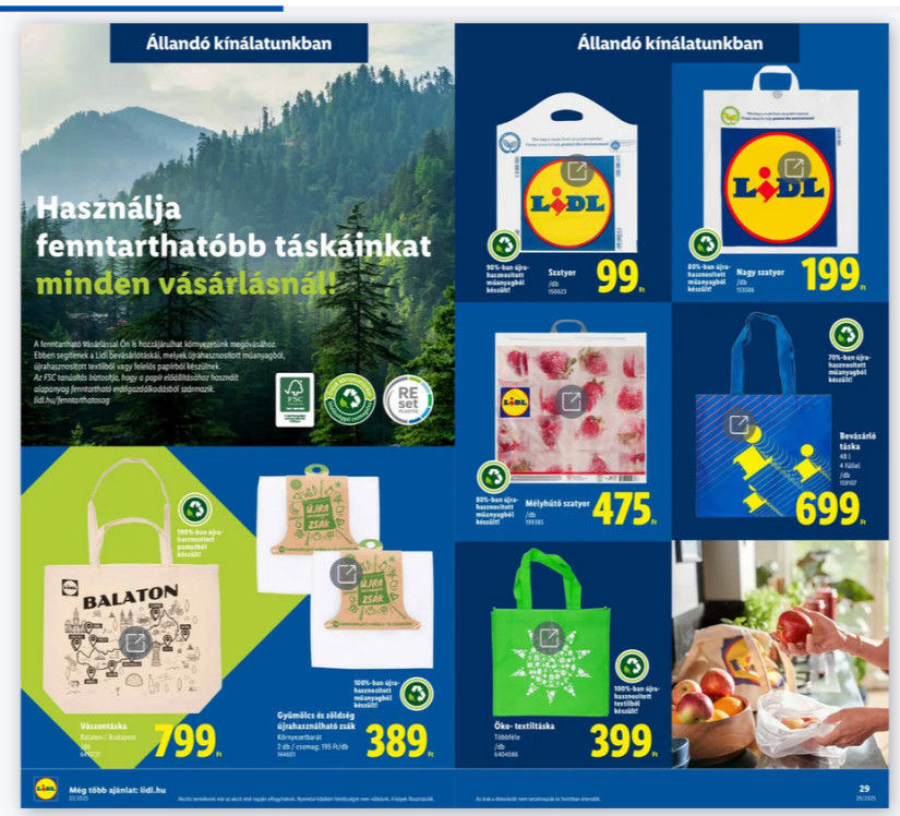 Lidl környezetbarát szatyrok.