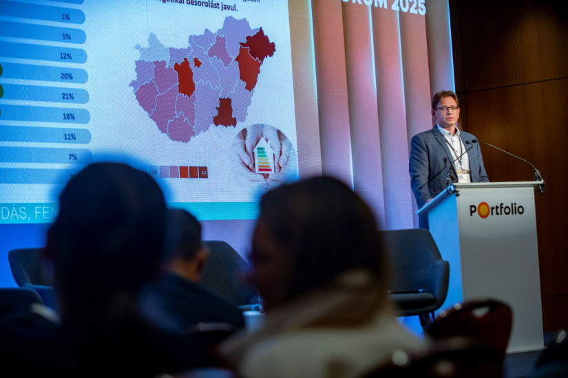 Kasziba Levente, a Magyar Fejlesztési Bank EU Üzleti Igazgatóságának vezetője a Portfolio Property Investment Forum 2025 konferencián 2025 szeptember 23-án.
