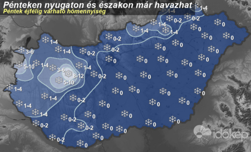 Magyarország hótérképe. Forrás: időkép