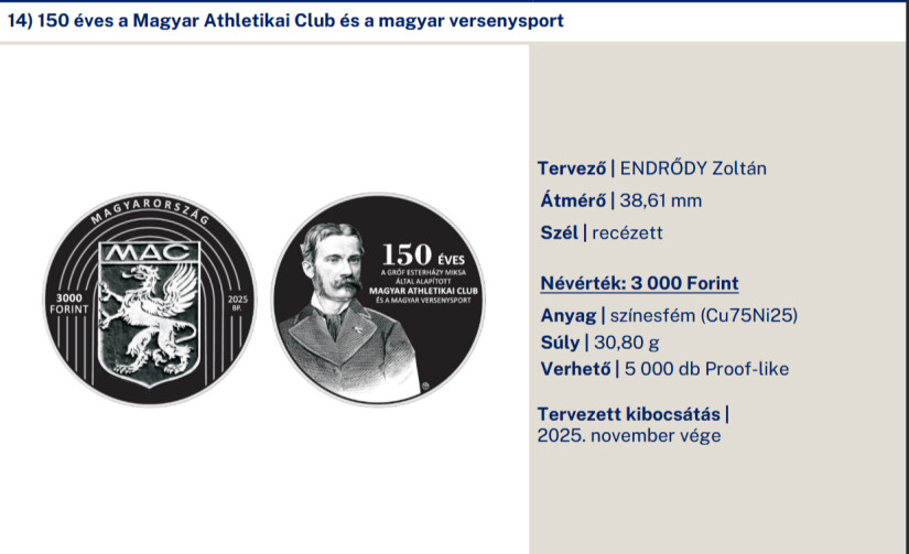 A 150 éves MAC emlékérme
kép: Magyar Nemzeti Bank
