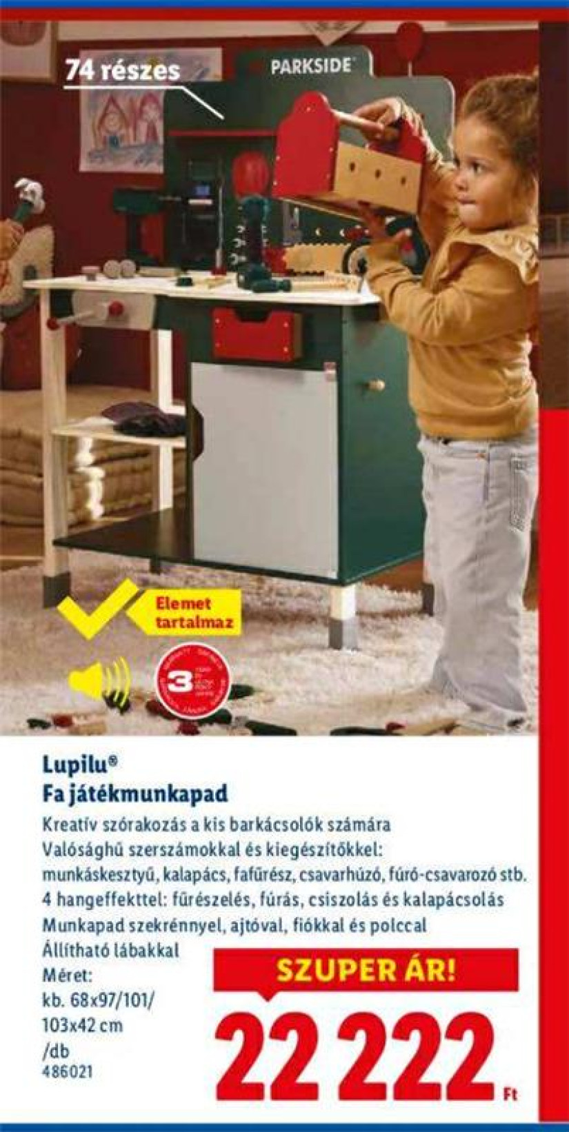 Fa játékmunkapad a Lidl kínálatában.