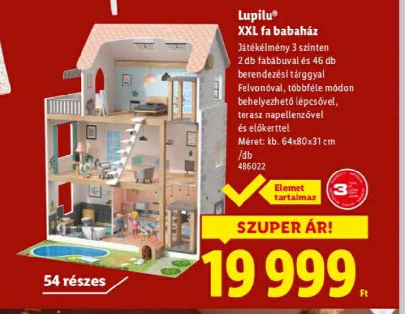 Fa babaház XXL méretben a Lidl kínálatában.
