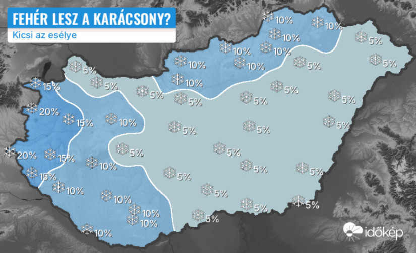 Friss karácsonyi hótérkép. Forrás: Időkép