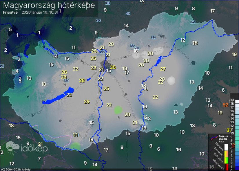 Magyarország hótérképe. Forrás: időkép