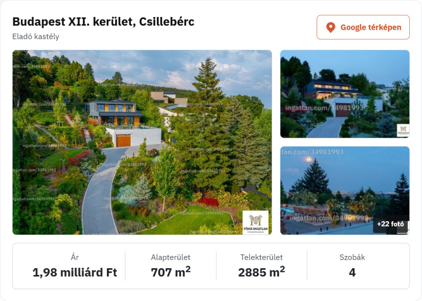 Ezt a kastélyt árulja Moldován András. Forrás: ingatlan.com