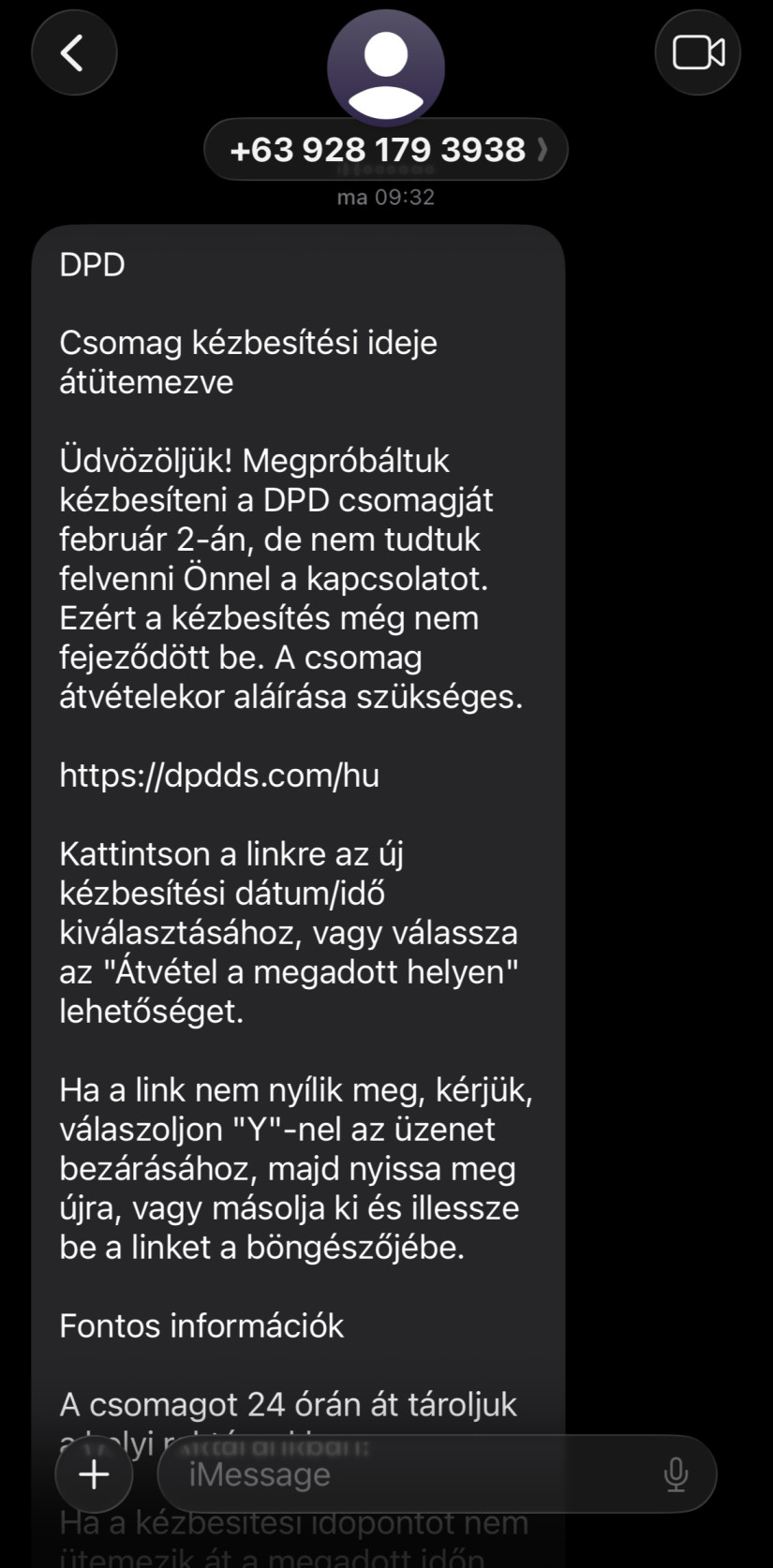 A csaló sms
