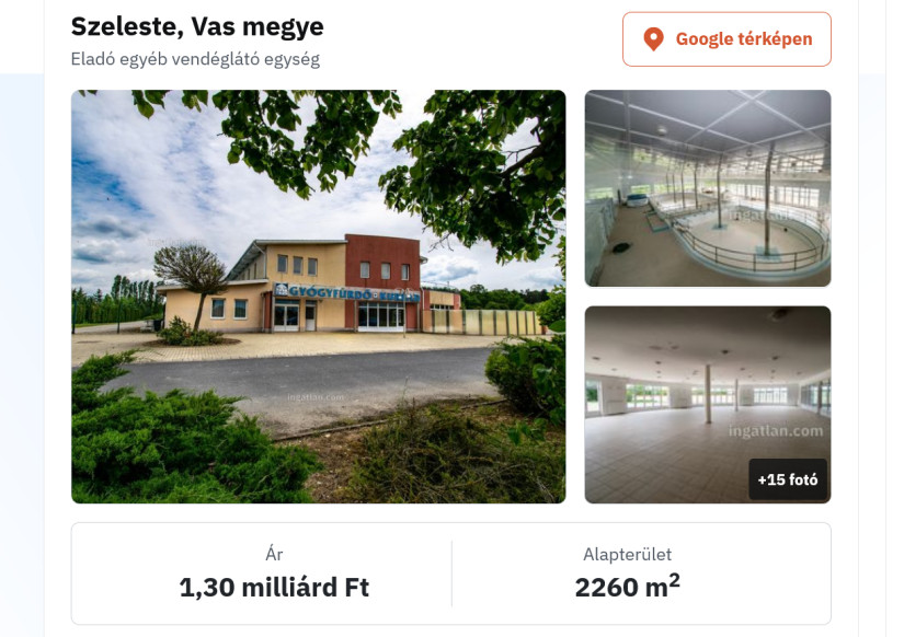 Eladó szelestei fürdő