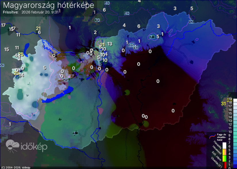 Magyarország hótérképe. Forrás: időkép.