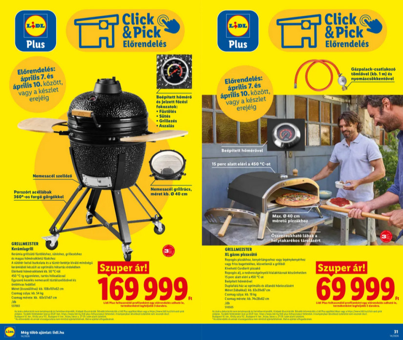 A grillsütő és a pizzasütő. Forrás: Lidl akciós kiadvány