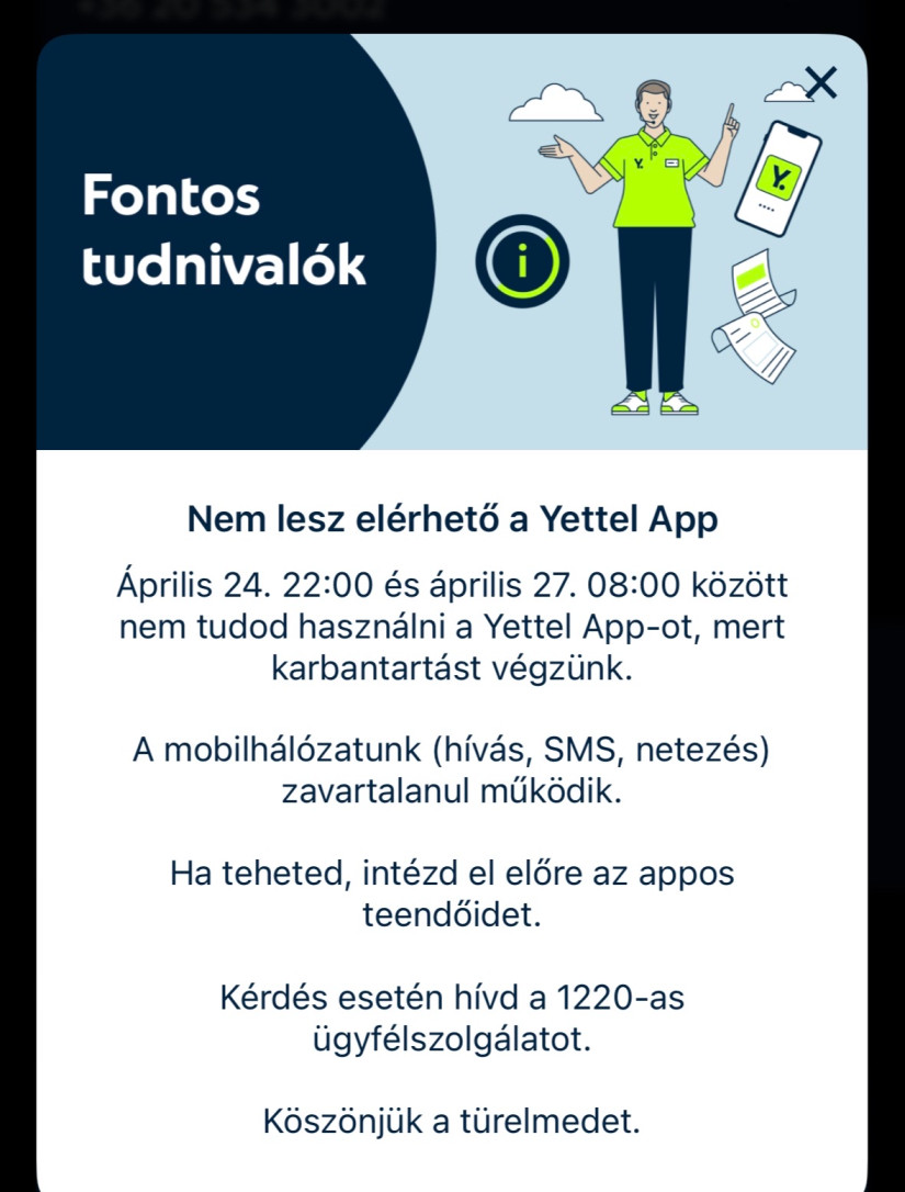 Kép forrása: Yettel mobilalkalmazás