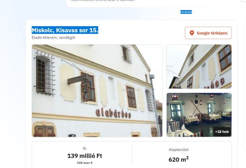 CÍmlapfotó: Google Maps