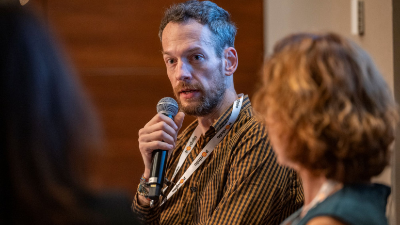 Szabó Péter, ELTE Meteorológiai Tanszékének éghajlatkutatója a Portfolio Sustainable World 2026 konferencián.