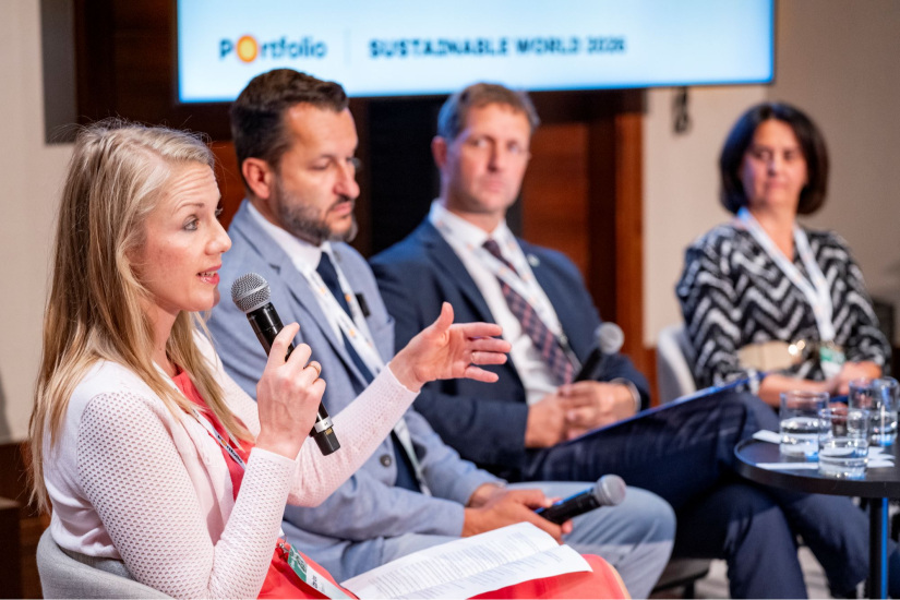 Litter Anna, fenntarthatósági jogász, a Stradamus Zrt.akkreditált ESG tanácsadója, a Portfolio Sustainable World 2026 konferencián 2026. szeptember 8-án.