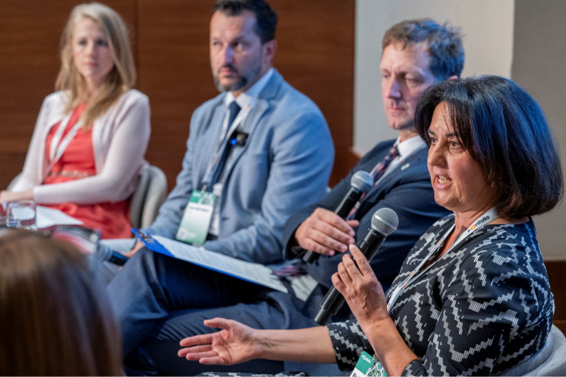Bodnár Andrea, a NaturCleaning (Cudy Future Kft.) vállalatirányítási és ESG vezetője a Portfolio Sustainable World 2026 konferencián 2026. szeptember 8-án.
