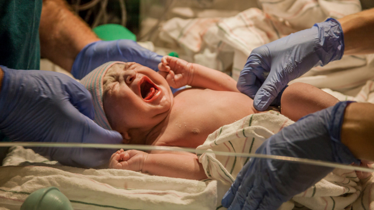 New born baby girl at hospital