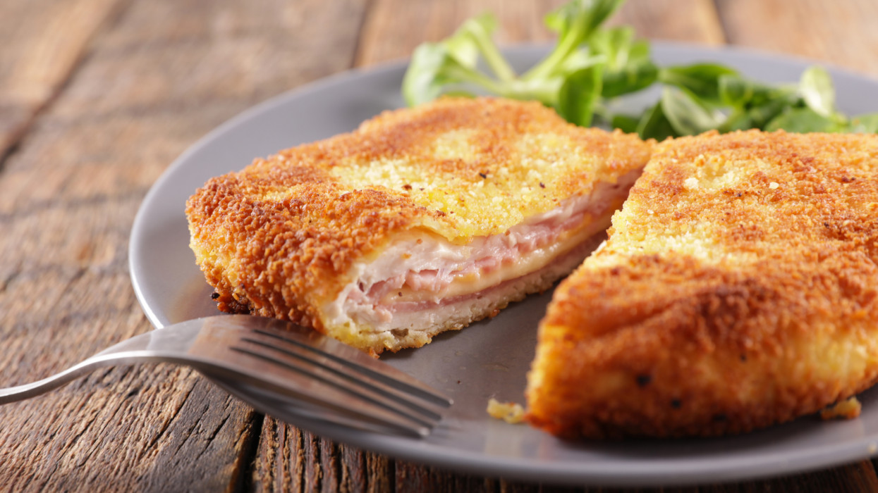 cordon bleu- breaded chicken fillet with ham and cheese