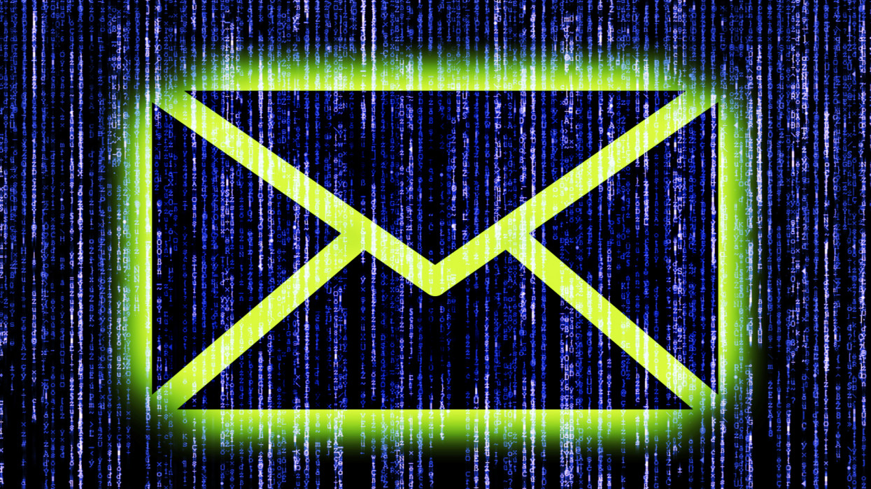 Envelope sign with matrix background