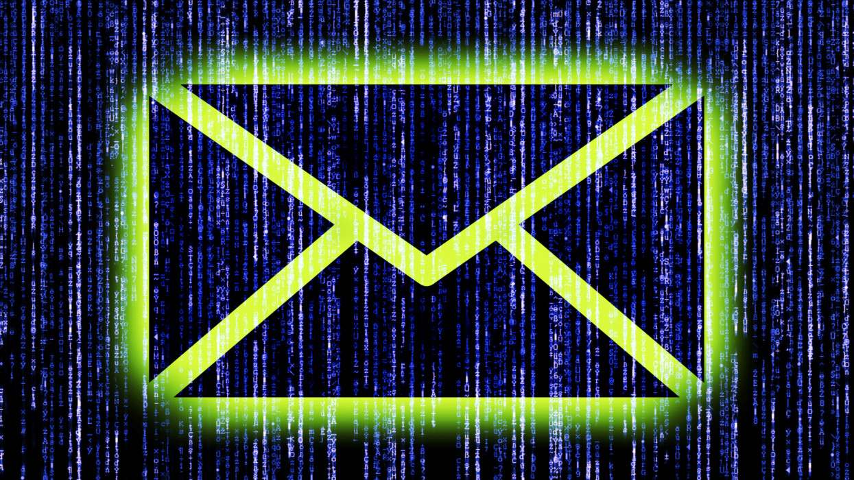 Envelope sign with matrix background