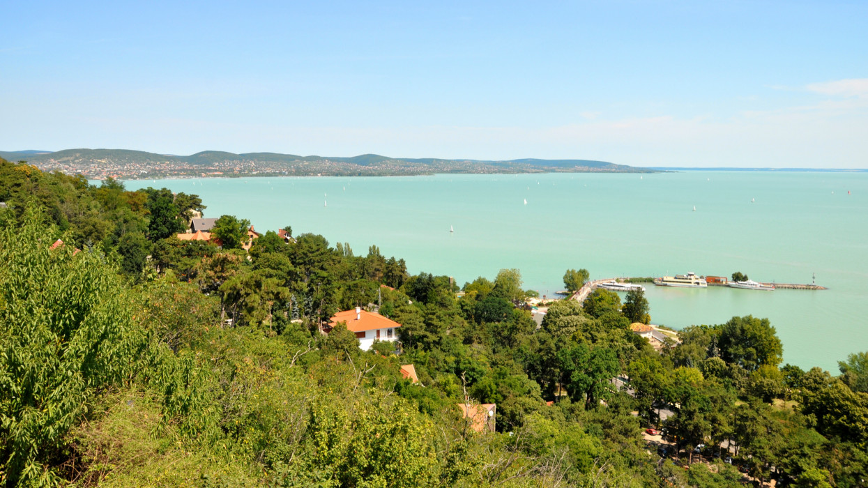 Eastern Europe, Hungary, Tihany, A scenic view of Lake Balaton