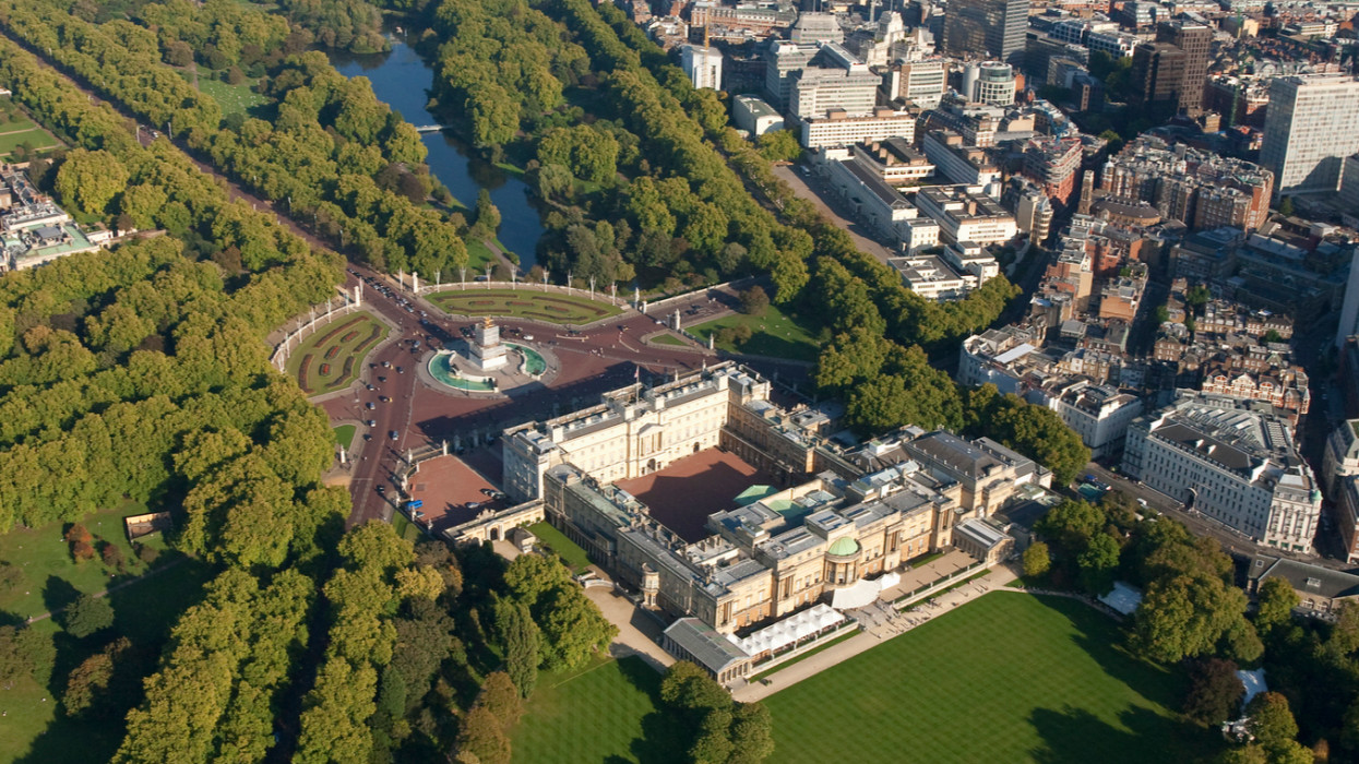 palace, London, aerial, park, city