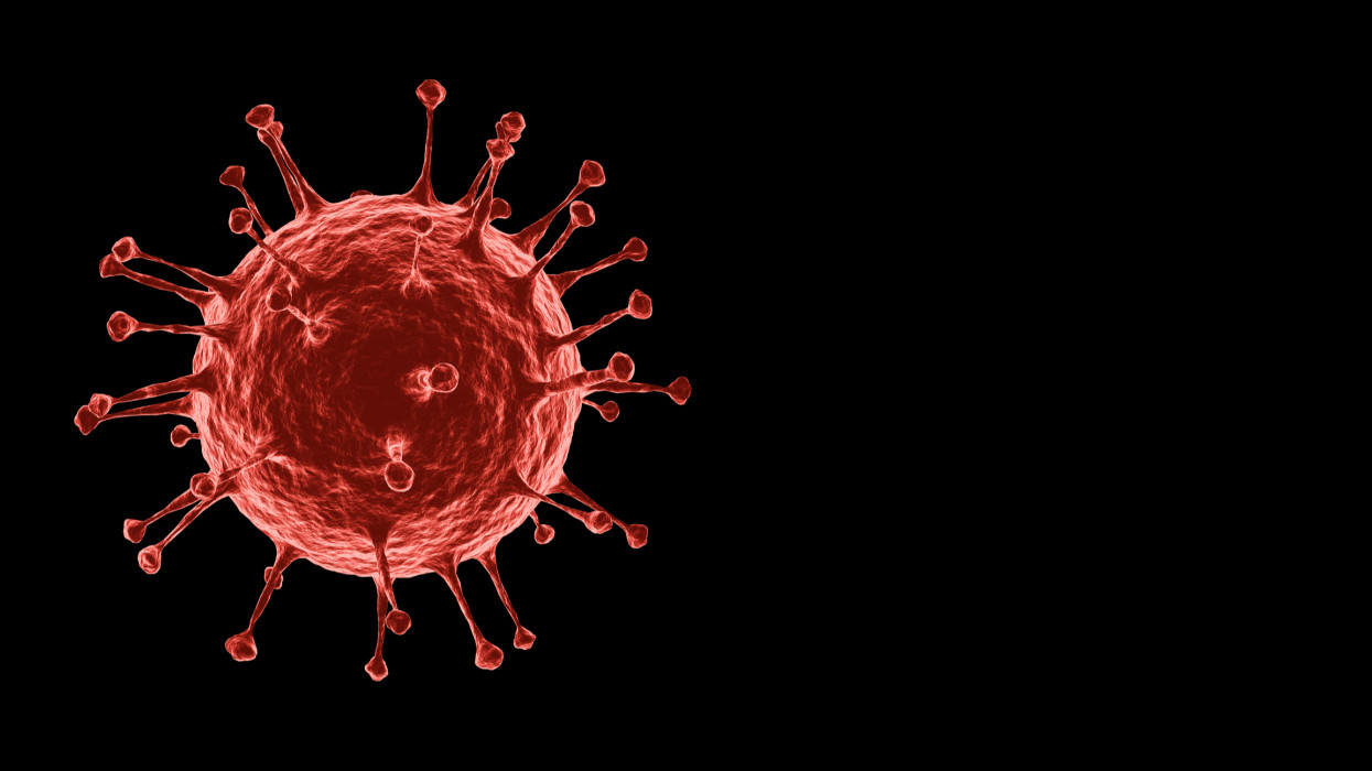 3D rendering Microscopic illustration of the spreading 2019 corona virus or Covid-19  that was discovered in Wuhan, infection of viruses, pandemic, outbreak and epidemic of disease