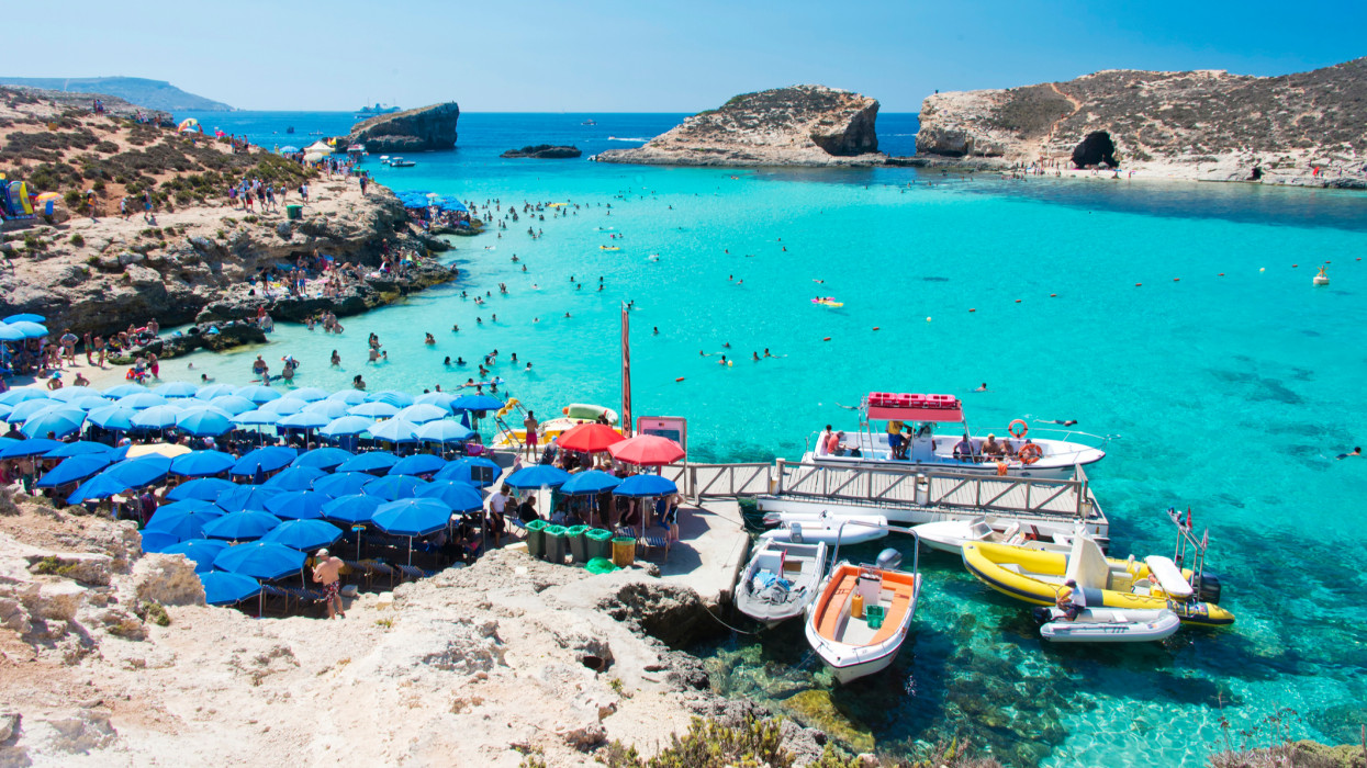 The Blue Lagoon is one of the best beaches in Malta, situated between the island of Comino and the islet of Cominotto.