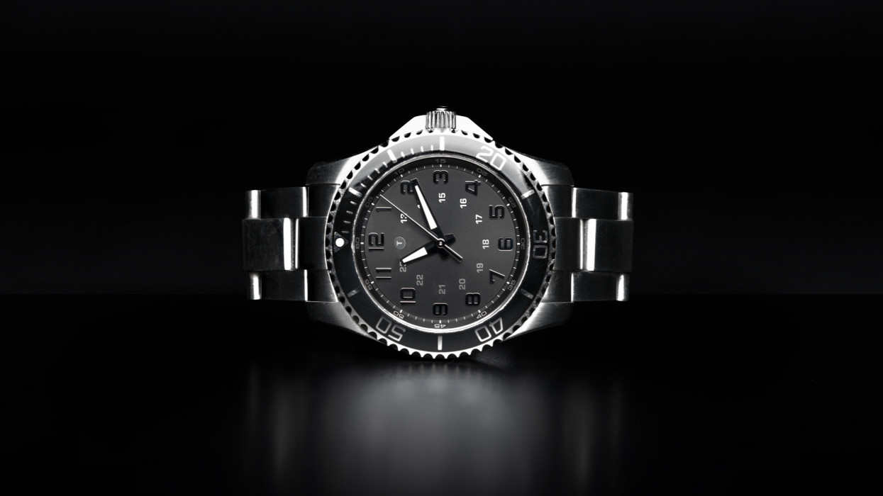 Luxury stainless steel wrist watch.