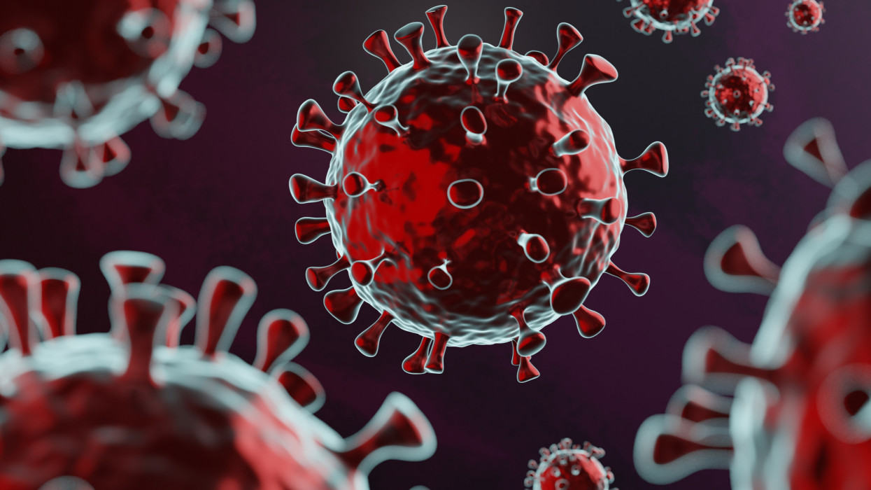 Artists computer rendered illustration of a microscopic virus. cimlapi