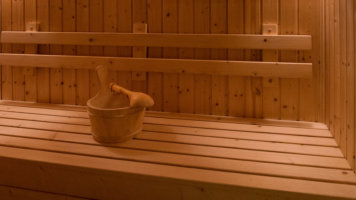 Sauna room with traditional sauna accessories for healthy and medical life that make your body relax and health.