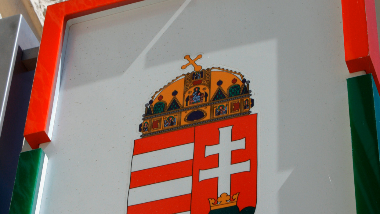 Coat of arms of Hungary emblem in Pecs