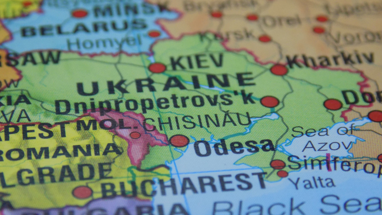 Ukraine shown on political map