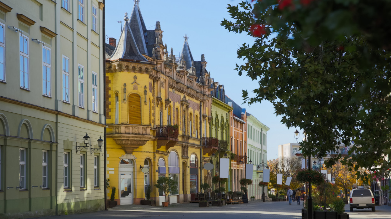 City landscape in the old town of Kaposvar, Hungary