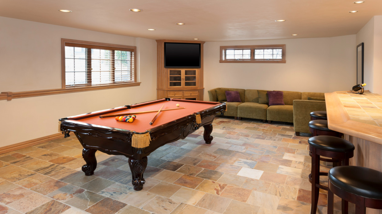 Billiards Room in Finished Basement