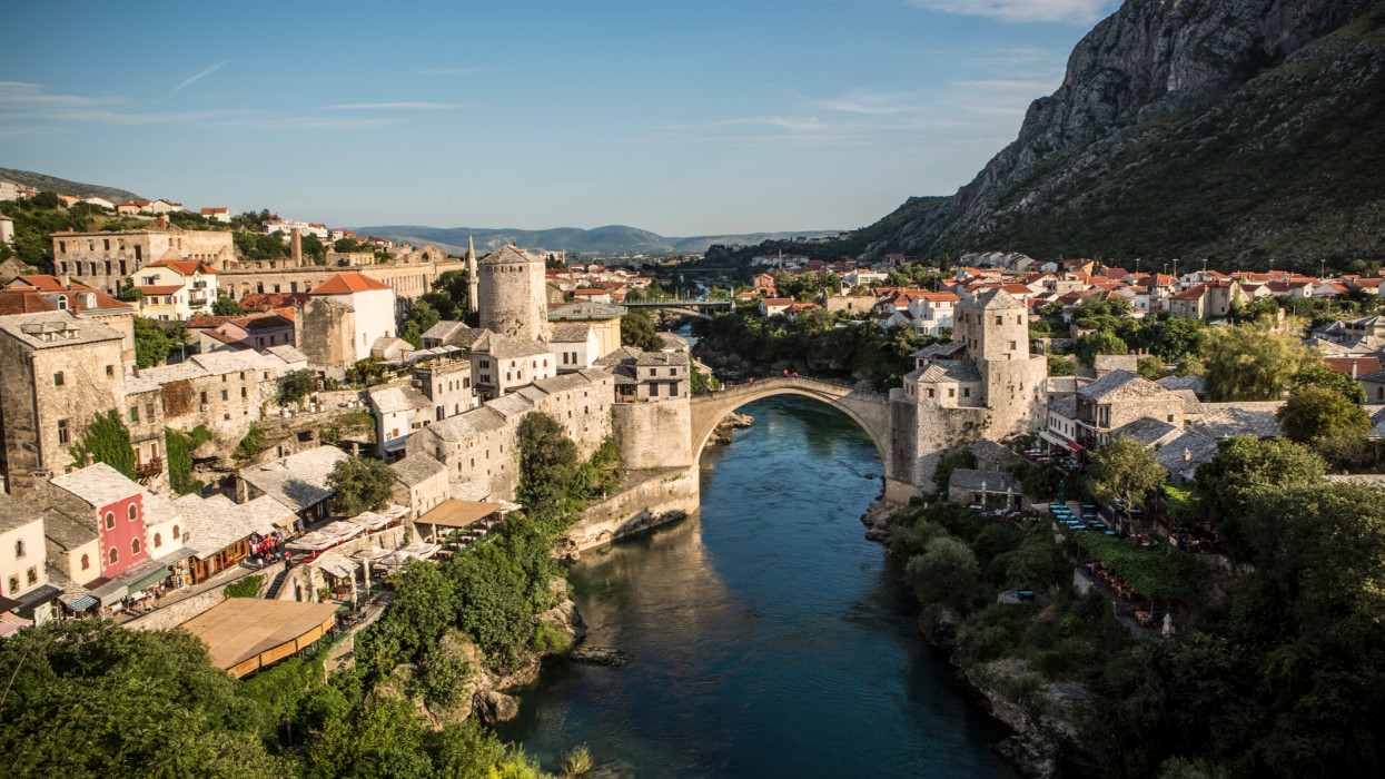 Bridge over Neretva river, Mostar, Bosnia Herzegovina