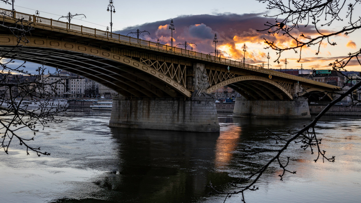 Margaret bridge from Budapest at sunset
