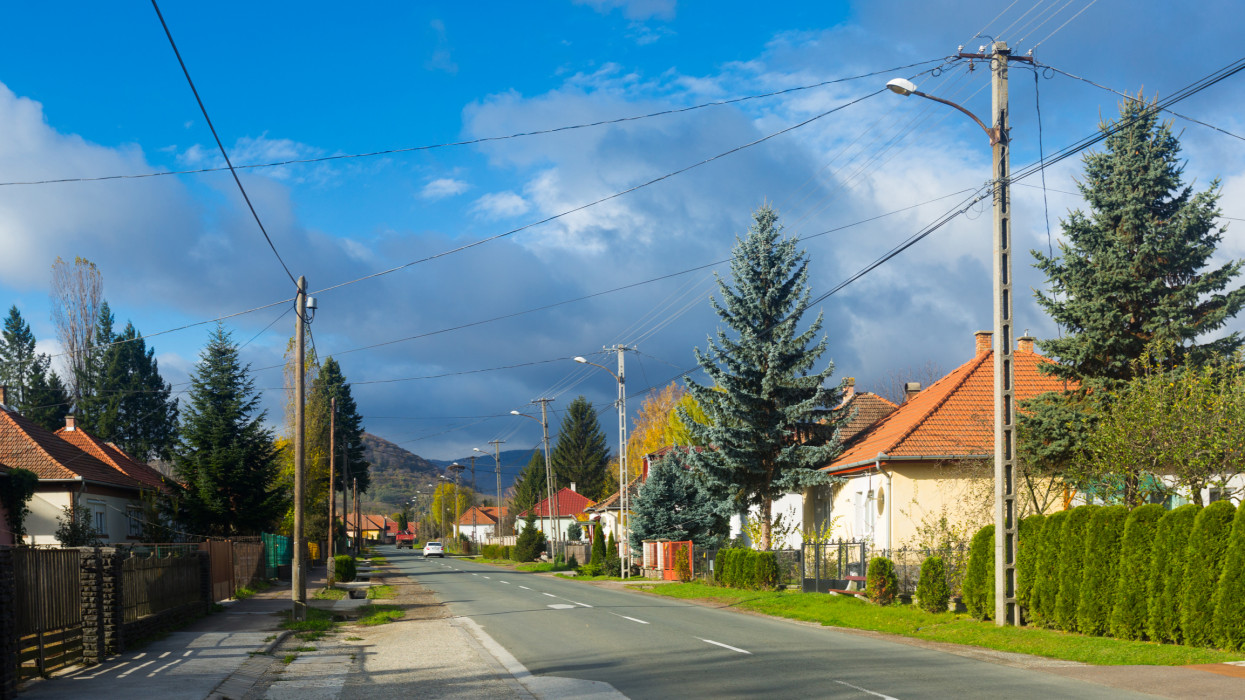 Typical hungarian village in day light outdoors.
