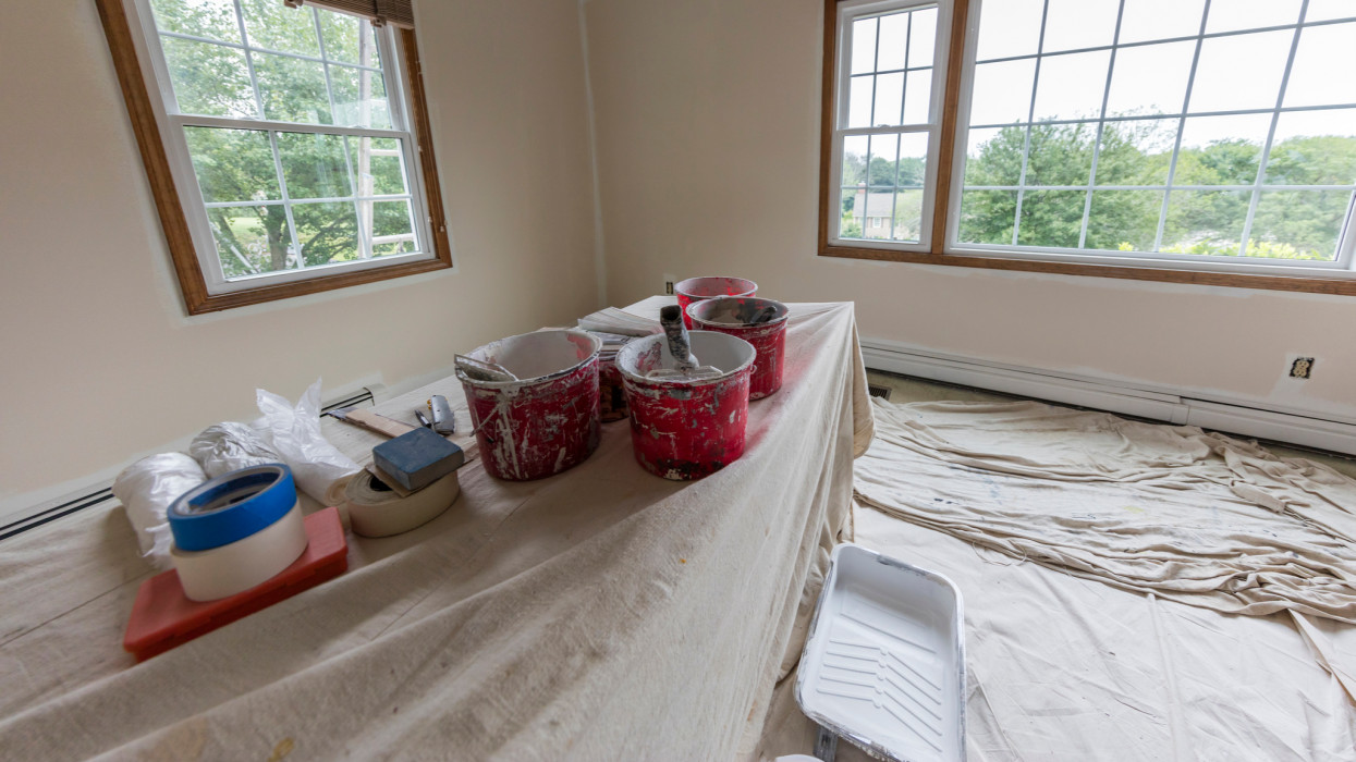 Room in a family house being painted