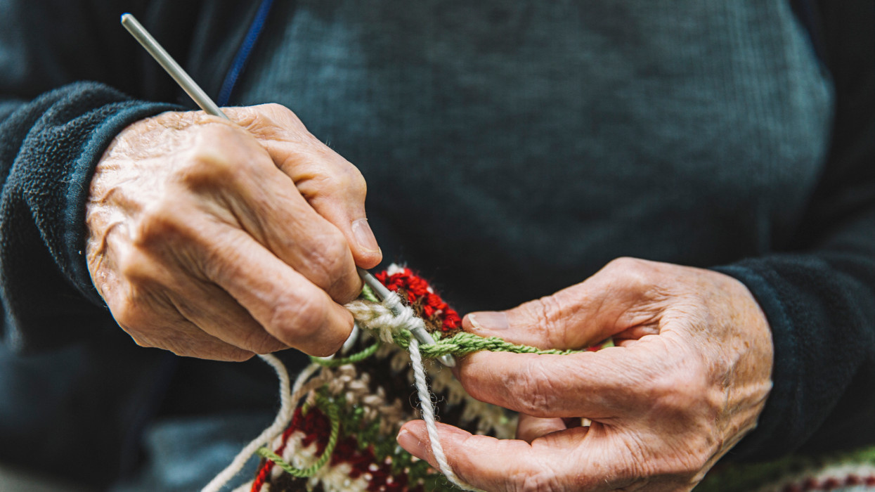 senior old lady crochet