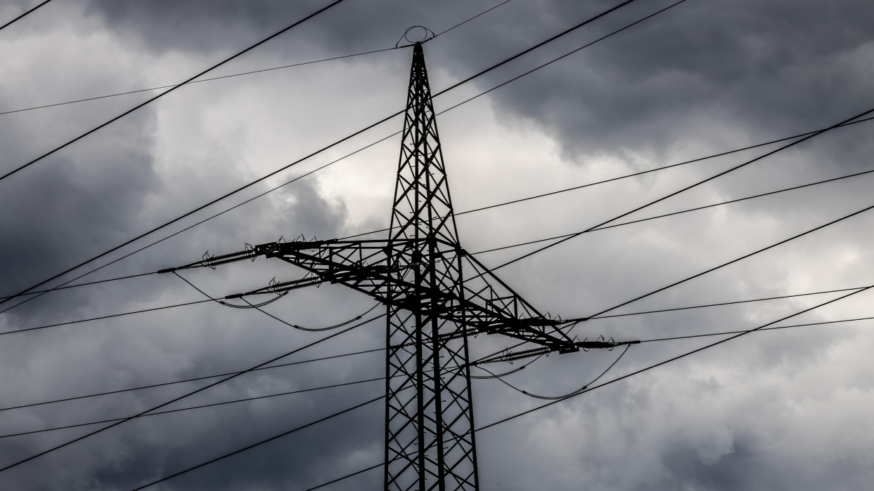 Electricity pylon with dramatic clouds