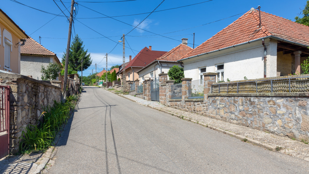 Main road Szomolya, rural village near Eger in Hungary
