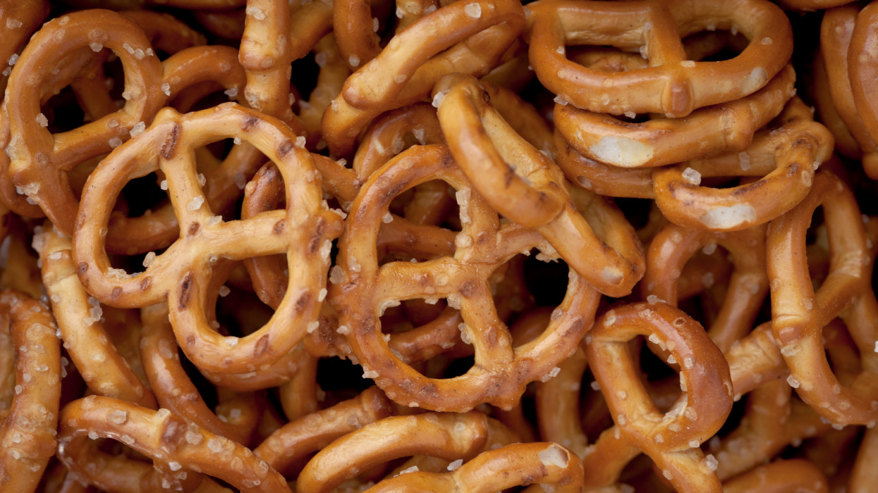 Close-up of mini pretzels.