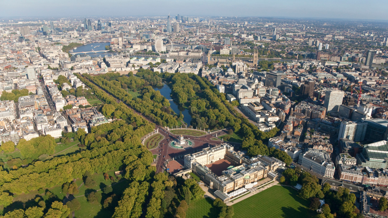 palace, London, aerial, park, city