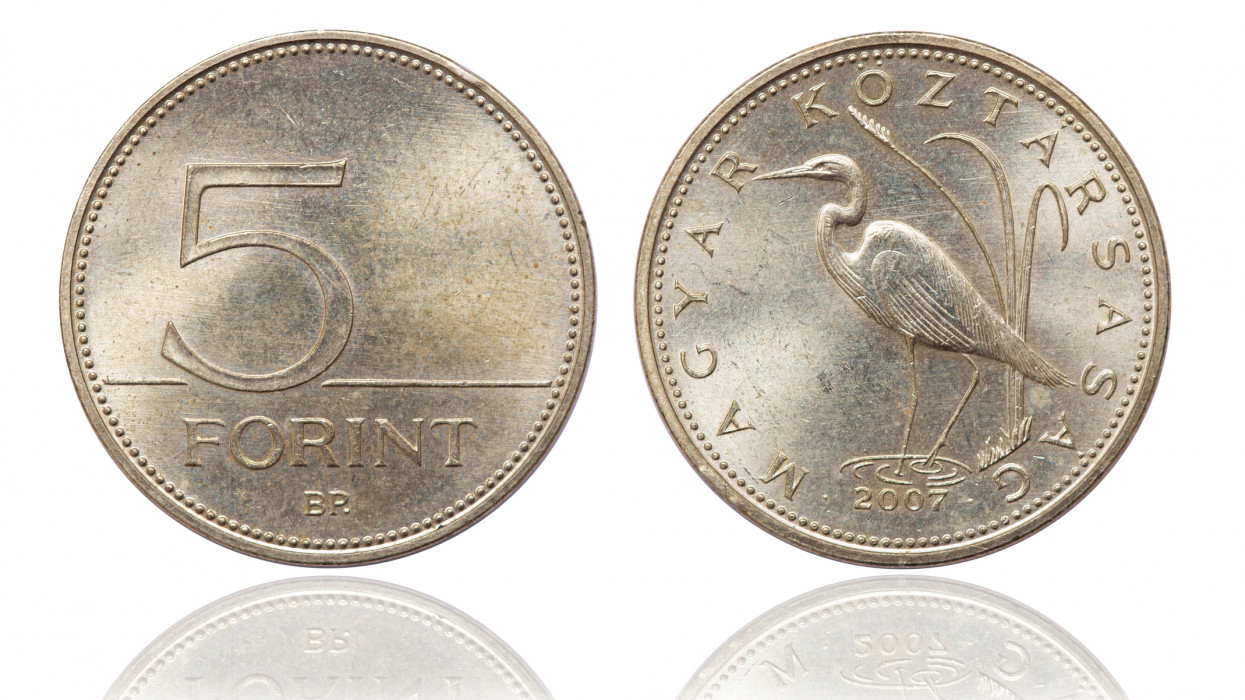Coin 5 forints. Hungary. 2007 year forint otforint ötforint mnb