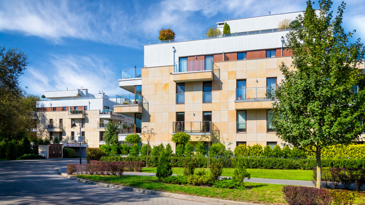 Modern complex of apartment buildings, Wilanow districk in Warsaw, Poland
